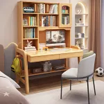 Adjustable Study Desk - Solid Wood Construction with Integrated Bookshelf for Home & Office