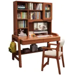 Adjustable Study Desk - Solid Wood Construction with Integrated Bookshelf for Home & Office