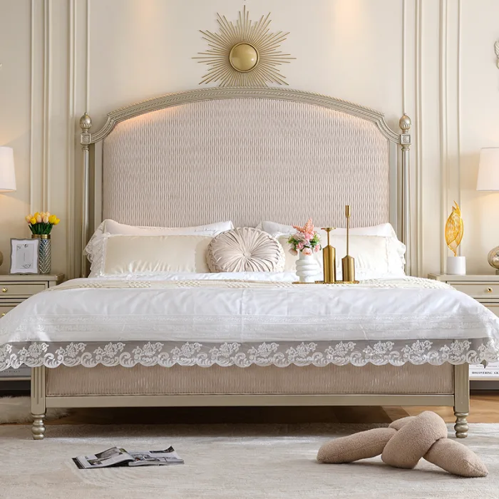 Sophisticated American-Style Wooden Bed with Light Luxury Aesthetic