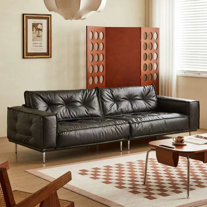 Stylish 3-Seat Sofa with Artificial Leather Upholstery for Modern Living Rooms