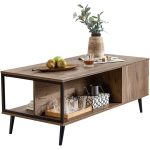 Stylish Nordic Coffee Table with Wood Top and Metal Frame