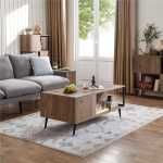 Stylish Nordic Coffee Table with Wood Top and Metal Frame