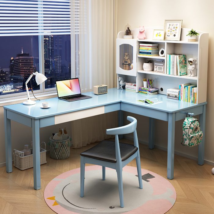 Stylish Scandinavian Solid Wood Corner Desk for Home and Office Use