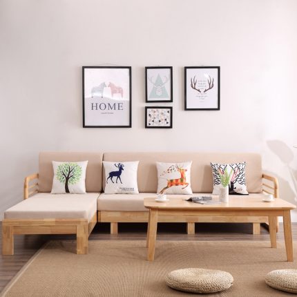 Stylish Scandinavian Solid Wood Sofa Bed for Space-Saving Living Rooms