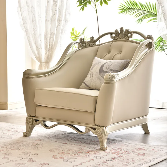 Timeless American Light Luxury Wooden Sofa with Rich Detailing