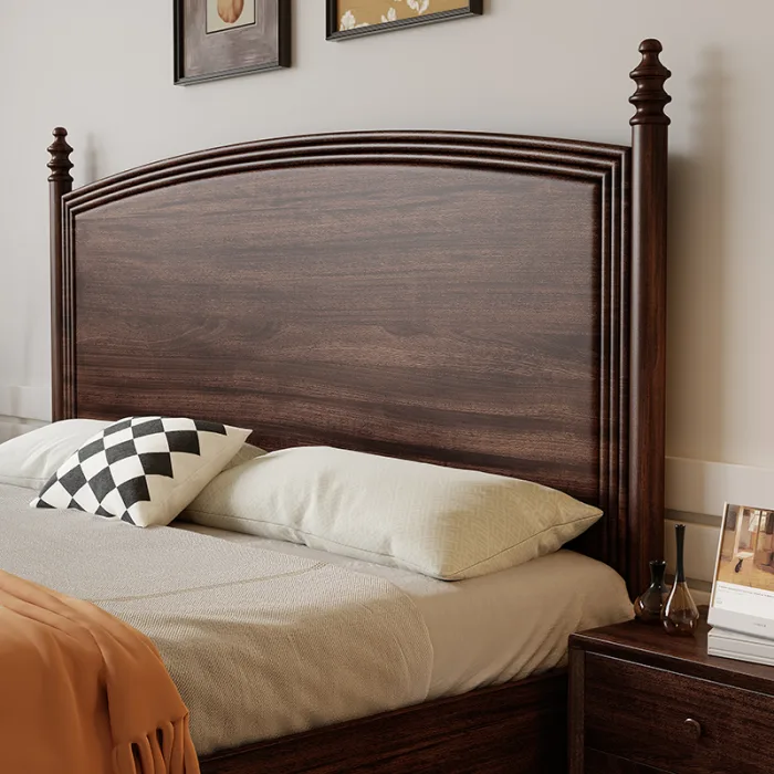 Timeless Rubber Wood Double Bed - Vintage Design for Bedroom