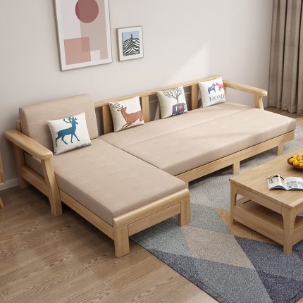 Timeless Scandinavian Solid Wood Sofa Bed for Comfortable Home Living