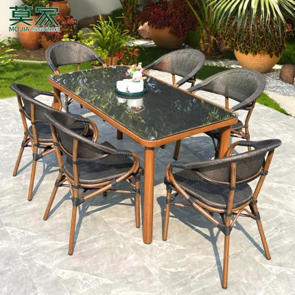 Enjoy seamless outdoor dining with premium furniture choices.