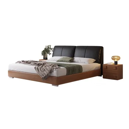 Enhance your bedroom with a solid wood frame bed offering plush comfort.