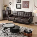 Vintage-Inspired 3-Seat Sofa in Artificial Leather, Perfect for Contemporary Interiors