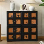 Vintage Rubber Wood Side Cabinet for Living Room with Storage Space, Ideal for Modern and Rustic Interiors