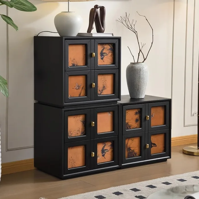 Vintage Rubber Wood Side Cabinet for Living Room with Storage Space, Ideal for Modern and Rustic Interiors