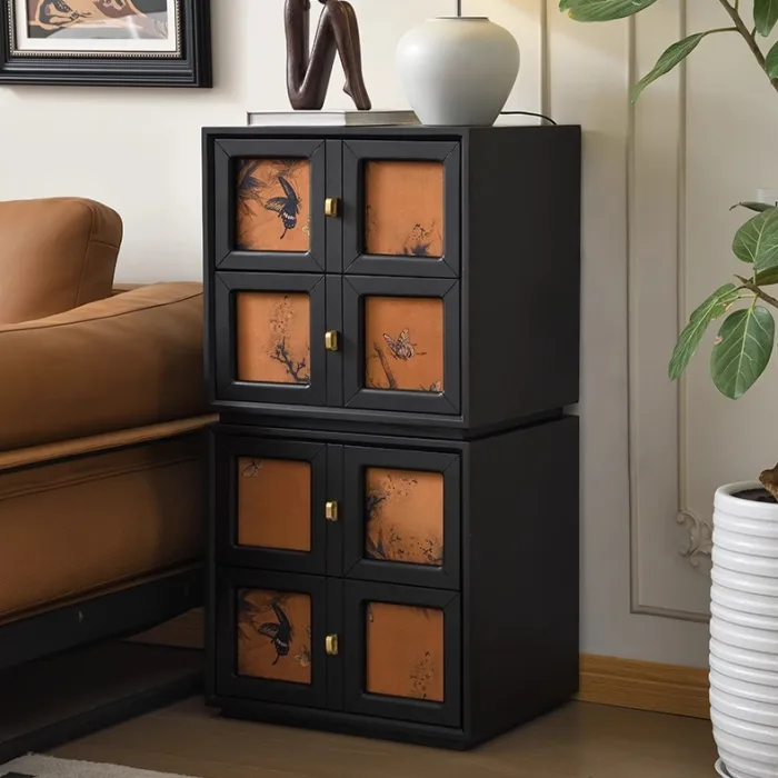 Vintage Rubber Wood Side Cabinet for Living Room with Storage Space, Ideal for Modern and Rustic Interiors