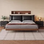 Experience luxury and support with a solid wood frame upholstered bed.