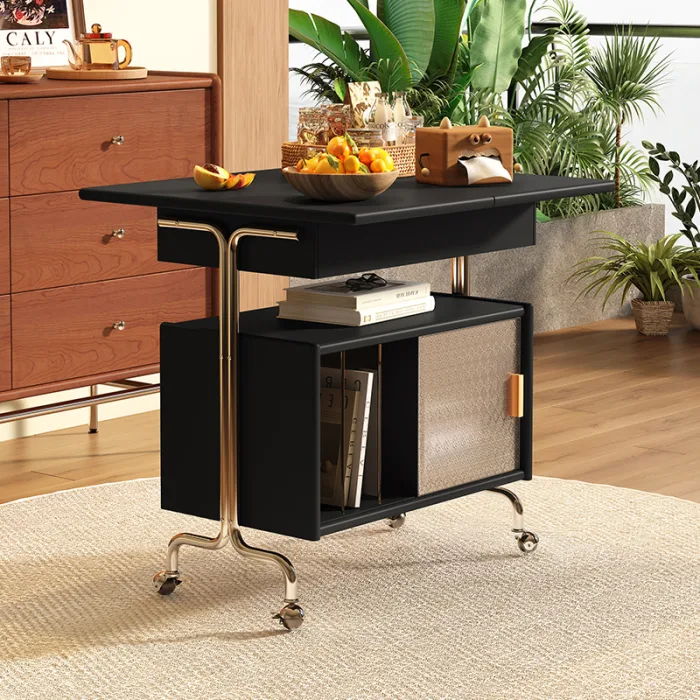 Vintage Style Rubber Wood Living Room Side Cabinet with Spacious Storage for Home or Office Use