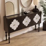 Vintage Style Rubberwood Entryway Cabinet, Solid Wood Construction – Perfect for Home or Office Use