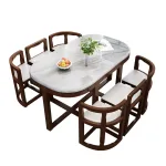 Space-saving dining sets with attached seating