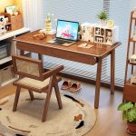 Scandinavian Solid Wood Desk with Clean Lines for Modern Work Environments