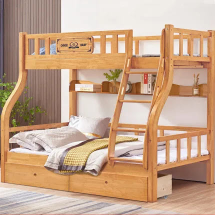 Low-Profile Solid Wood Bunk Bed
