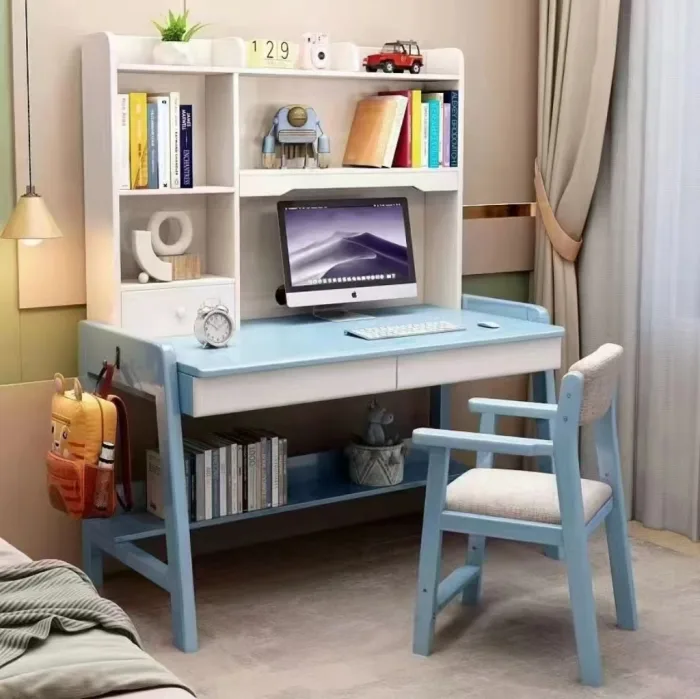 Multi-Functional Adjustable Desk - Solid Wood Construction with Built-in Storage