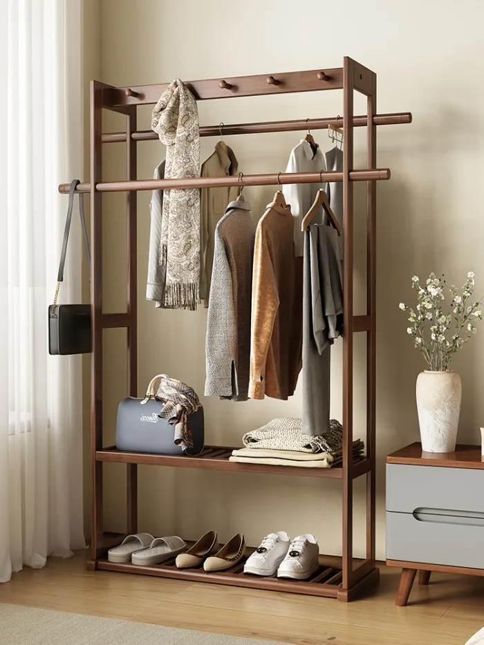 Modern Chinese Garment Rack - Mobile Storage Unit with Drawers & Hanging Space