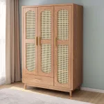 Modern Minimalist Ash Wood Wardrobe for Sleek Bedroom Storage
