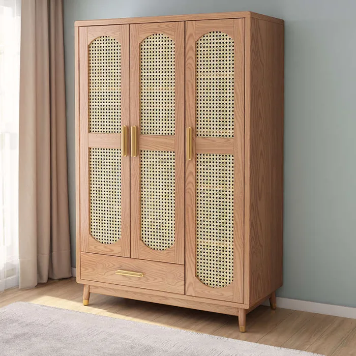 Modern Minimalist Ash Wood Wardrobe for Sleek Bedroom Storage