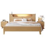 High-Quality Scandinavian Solid Wood Double Bed for Wholesale Sales