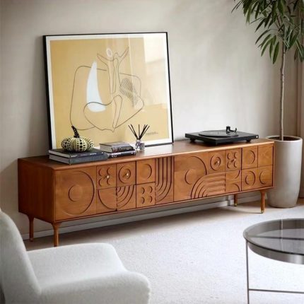 Scandinavian Solid Wood TV Stand for Organized and Stylish Living Rooms