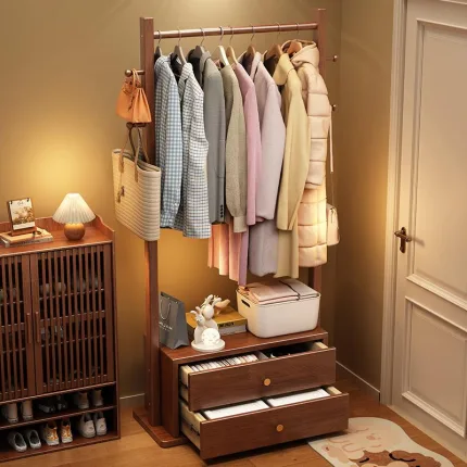 Minimalist Wooden Standing Coat Rack – Eco-Friendly Finish