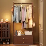 Minimalist Wooden Standing Coat Rack – Eco-Friendly Finish