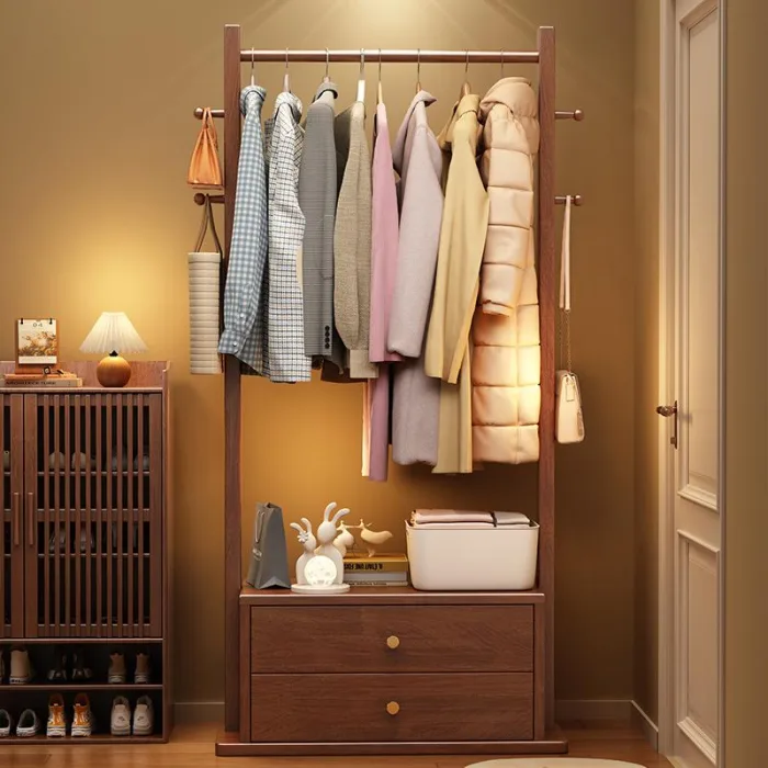 Minimalist Wooden Standing Coat Rack – Eco-Friendly Finish