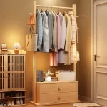 Minimalist Wooden Standing Coat Rack – Eco-Friendly Finish