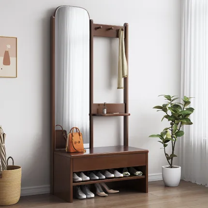 Modern Entryway Bench with Coat Rack – All-in-One Storage Solution