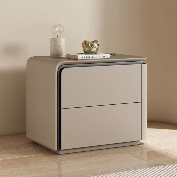 Modern Minimalist Nightstand with Storage Drawers