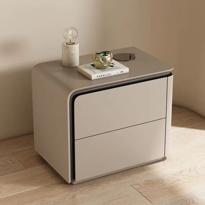 Modern Minimalist Nightstand with Storage Drawers