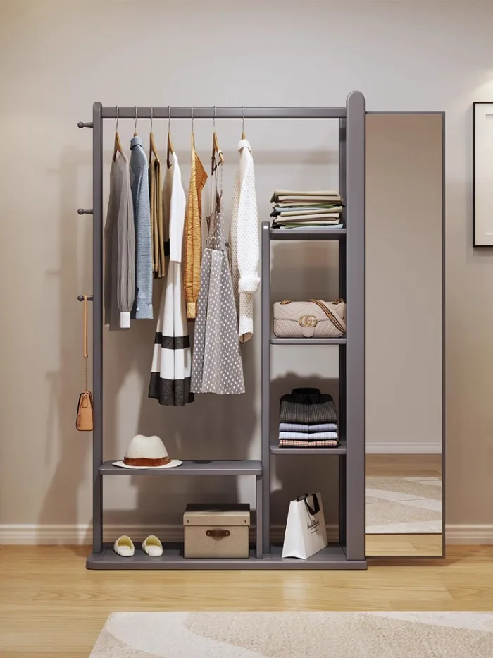 Modern Solid Wood Coat RackCrafted from high-quality solid wood, this freestanding coat rack features a clean, space-saving design ideal for entryways, offices, and retail environments.