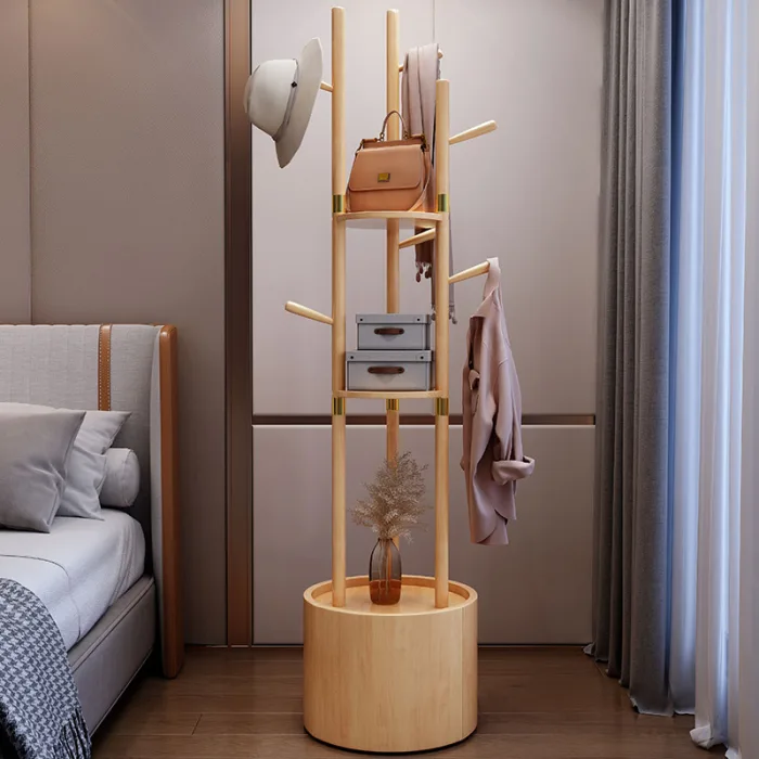 Modern Solid Wood Coat Rack – Minimalist Design for Entryways & Offices