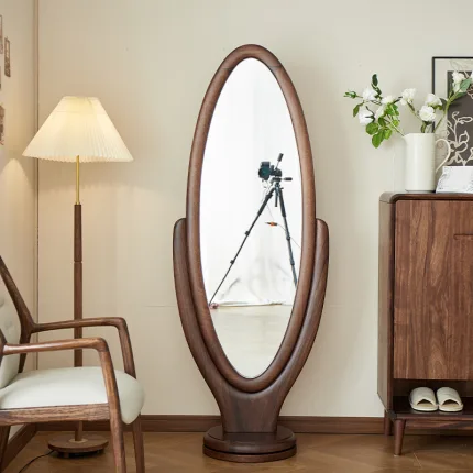 Modern Solid Wood Full-Length Mirror – Minimalist Standing Design