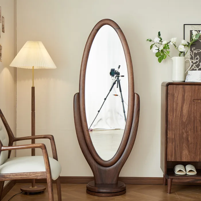 Modern Solid Wood Full-Length Mirror – Minimalist Standing Design