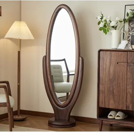 Modern Solid Wood Full-Length Mirror – Minimalist Standing Design