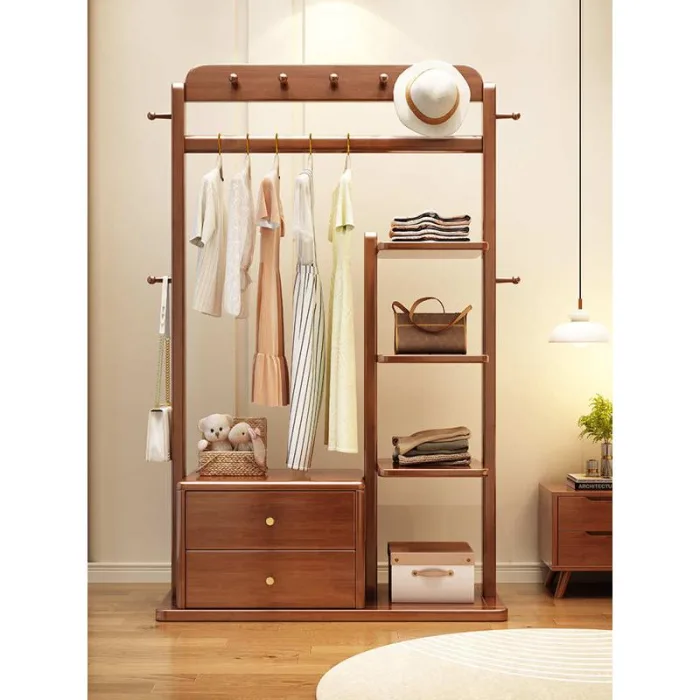 Modern Wood Coat Rack with Multi-Hook Design