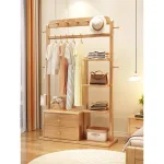 Modern Wood Coat Rack with Multi-Hook Design