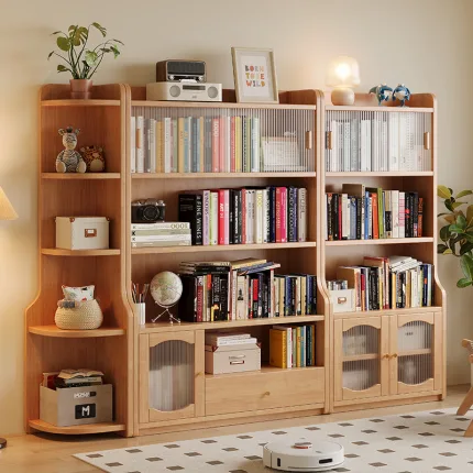 Scandinavian Style Solid Wood Bookshelf – Durable & Elegant