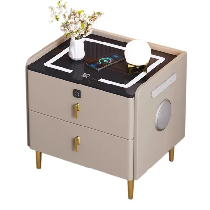 Smart Modern Nightstand with Wireless Charging and USB Ports