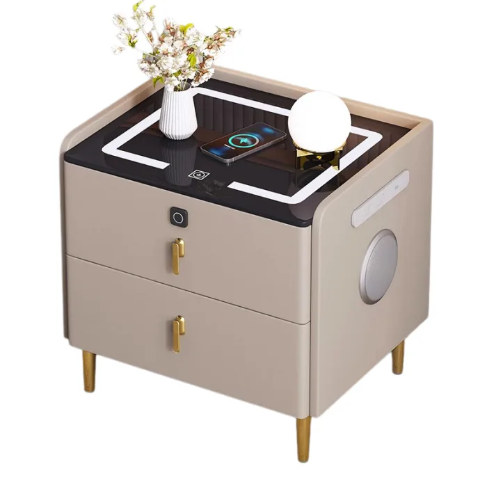 Smart Modern Nightstand with Wireless Charging and USB Ports