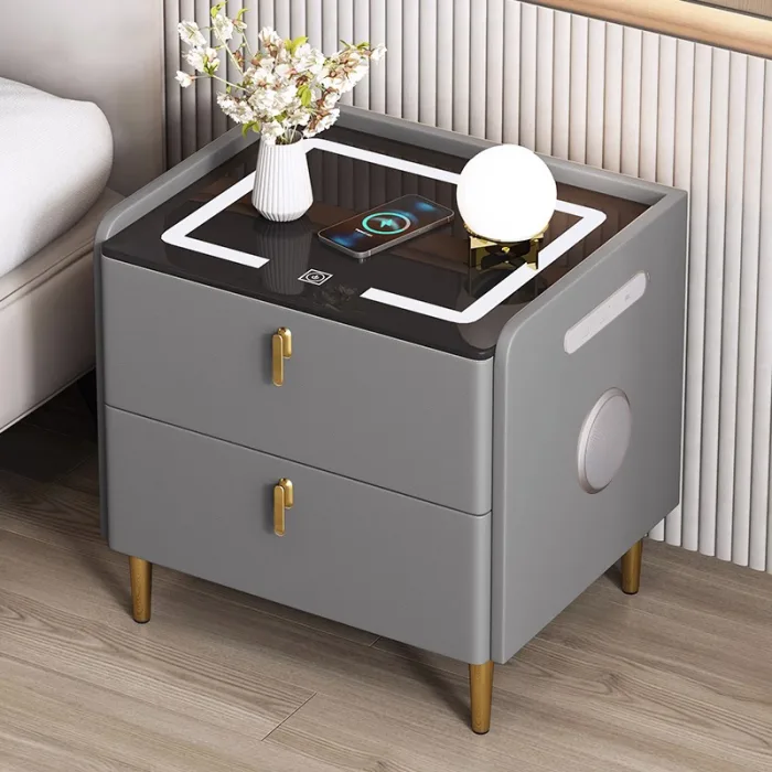 Smart Modern Nightstand with Wireless Charging and USB Ports
