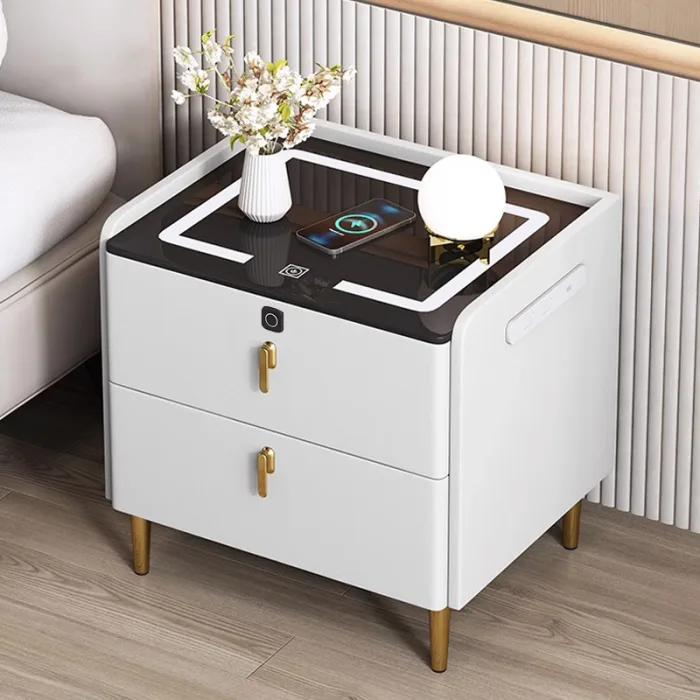 Smart Modern Nightstand with Wireless Charging and USB Ports