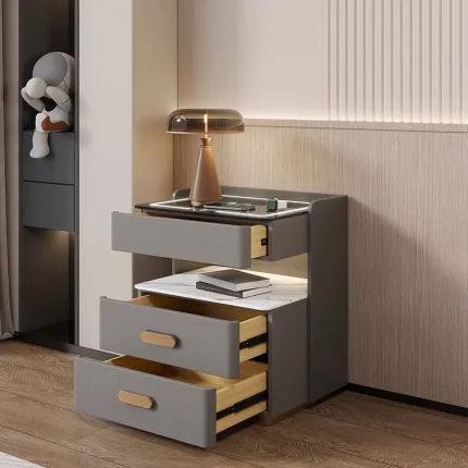 Smart Nightstand with Wireless Charging & LED Light