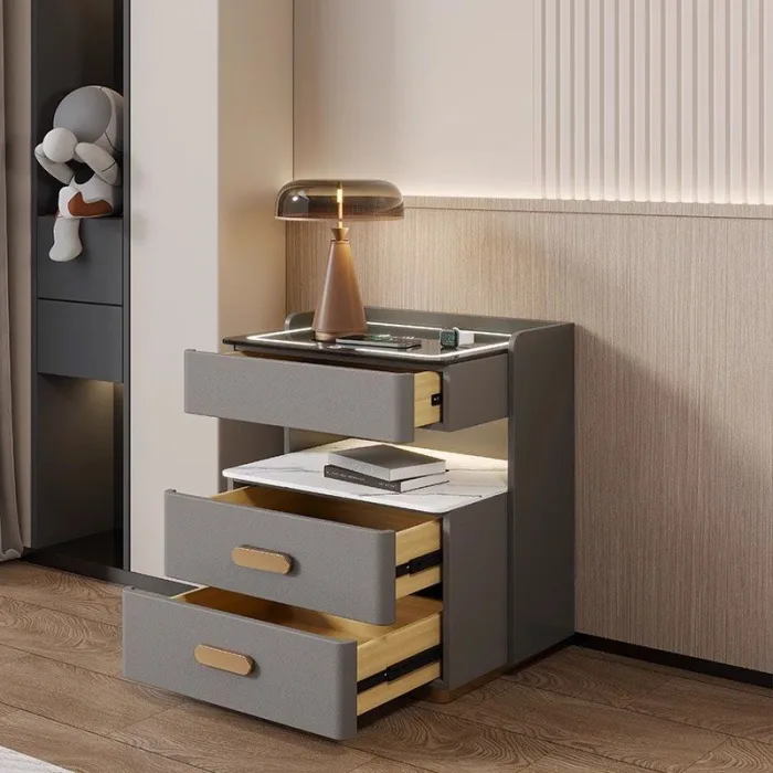 Smart Nightstand with Wireless Charging & LED Light
